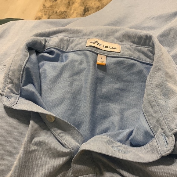 Peter Millar Solid Blue Golf Polo Shirt L logo embroidered - Picture 2 of 5